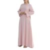 Hanimeli Linen Long Sleeve Maxi Dress A-Line Modest Abaya for Summer and Spring Lightweight Breathable Dress