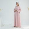 Hanimeli Linen Long Sleeve Maxi Dress A-Line Modest Abaya for Summer and Spring Lightweight Breathable Dress