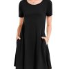 Womens Summer Dresses Beach Casual Loose Tshirt Floral Short Sleeve Flowy Pockets Sundresses
