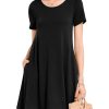 Womens Summer Dresses Beach Casual Loose Tshirt Floral Short Sleeve Flowy Pockets Sundresses