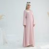 Hanimeli Linen Long Sleeve Maxi Dress A-Line Modest Abaya for Summer and Spring Lightweight Breathable Dress
