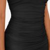 Womens Mini Mesh Square Neck Fitted Going Out Ruched Dresses Summer Party Club Bodycon Short Dress