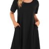 Womens Summer Dresses Beach Casual Loose Tshirt Floral Short Sleeve Flowy Pockets Sundresses