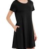 Womens Summer Dresses Beach Casual Loose Tshirt Floral Short Sleeve Flowy Pockets Sundresses