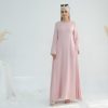 Hanimeli Linen Long Sleeve Maxi Dress A-Line Modest Abaya for Summer and Spring Lightweight Breathable Dress