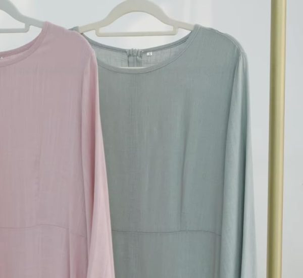 Hanimeli Linen Long Sleeve Maxi Dress A-Line Modest Abaya for Summer and Spring Lightweight Breathable Dress