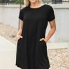 Womens Summer Dresses Beach Casual Loose Tshirt Floral Short Sleeve Flowy Pockets Sundresses