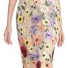 Women's 3D Floral Short Sleeves Crew Neck Fishtail Mesh Embroidery Party Cocktail Maxi Dress