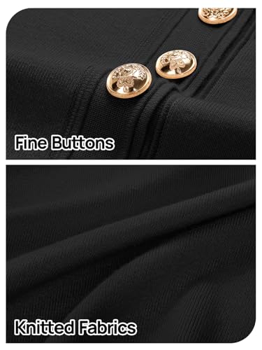 Women's Knit Bodycon Sweater Dress Button Short Sleeve Crew Neck Elegant Formal Mini Dress